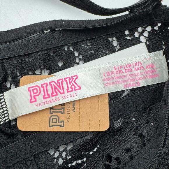 VICTORIA'S SECRET NWT Small‎ Black Lace Wireless Lined Bustier Push Up Bralette - Picture 4 of 7